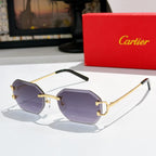 Cartier sunglasses with gold frame and lavender tinted lenses, black temple tips