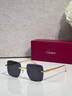 Cartier optical glasses with dark blue-tinted lenses and gold metal accents