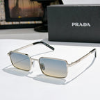 Prada sunglasses with pale gradient lenses and silver-tone rectangular frames