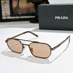 Prada sunglasses with dark-brown frame and rose-tinted lenses