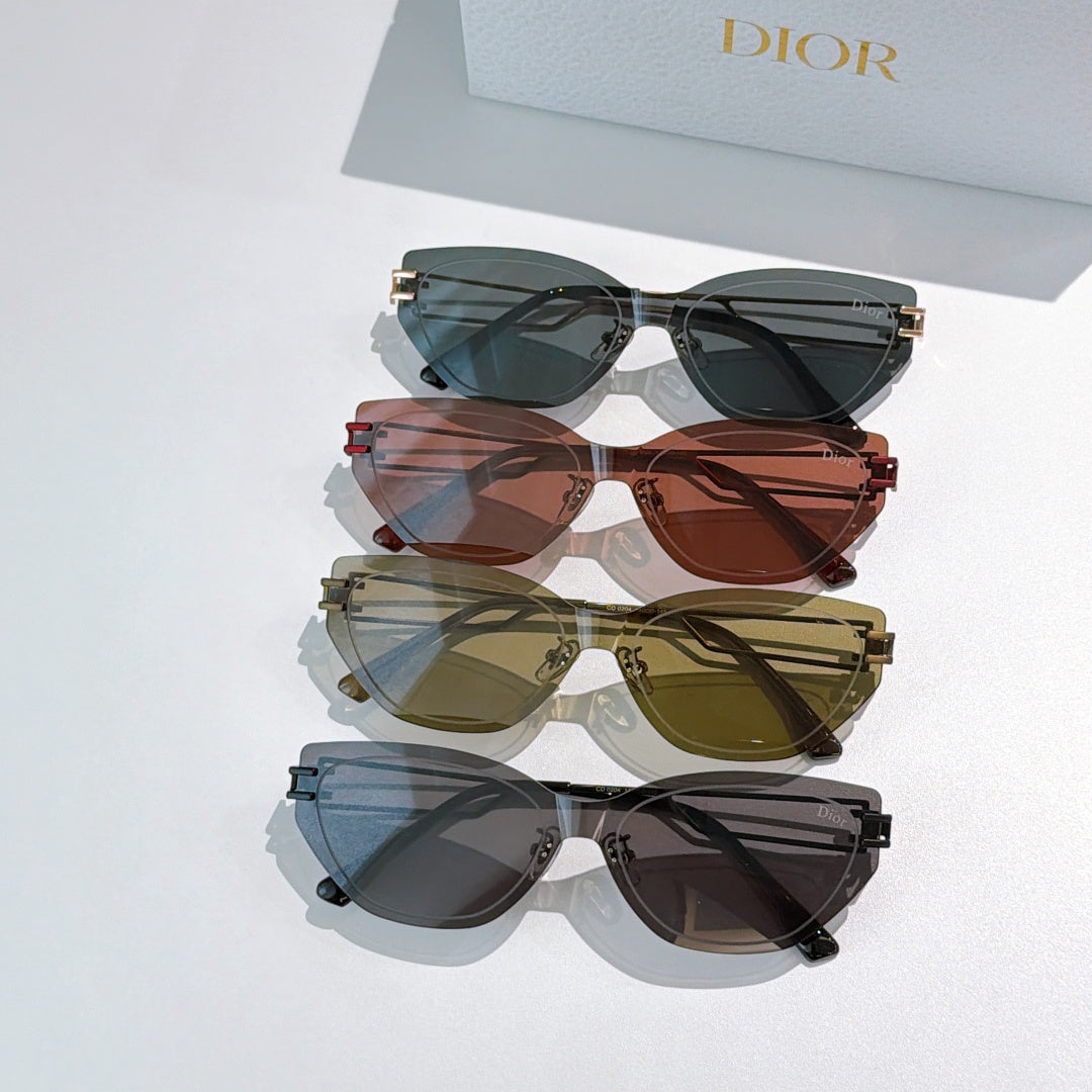 Dior sunglasses stacked set with blue, brown, olive, and dark lenses