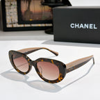 Chanel sunglasses, tortoiseshell frame with rose tinted lenses and studded arms