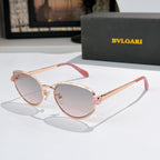 Bvlgari cat-eye glasses with rose-gold frame and gray tinted lenses