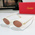 Cartier glasses with white round frames and gold-tone hinges
