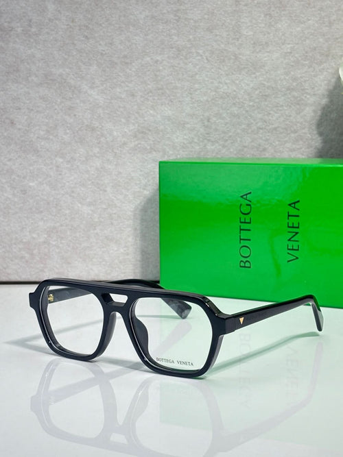 Dark blue rectangular eyeglass frames with clear lenses