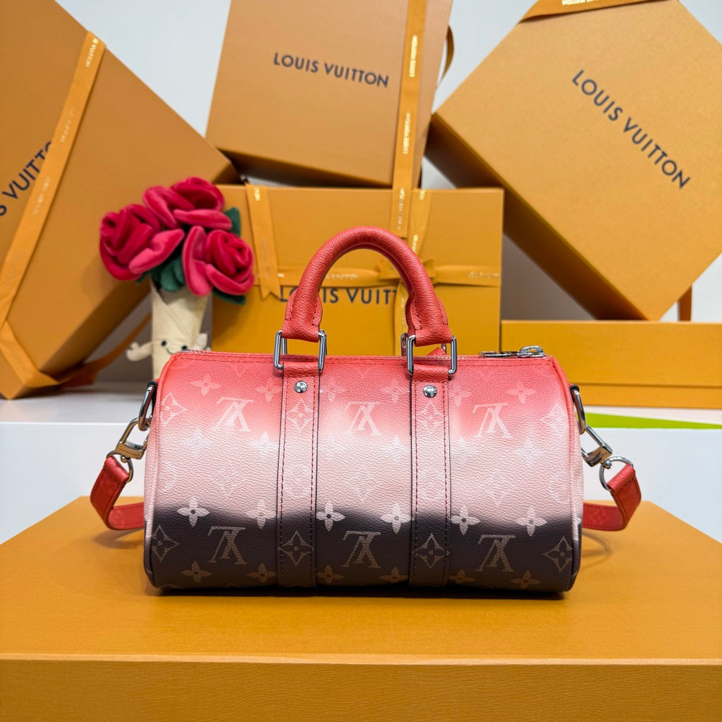 Louis Vuitton monogram handbag, pink gradient body with top handles and side strap