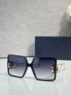 Navy square sunglasses with gradient lenses and gold-tone metal details