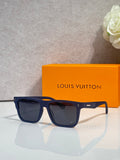 Louis Vuitton square sunglasses with dark navy frames and black lenses