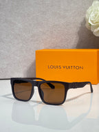 Louis Vuitton sunglasses with brown-tinted lenses and black/navy frames