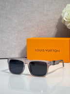 Louis Vuitton sunglasses with silver frame and dark square lenses