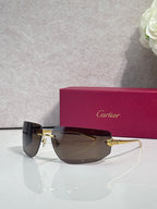 Cartier sunglasses with dark lenses and gold-tone metal frame, side profile