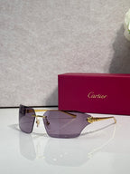 Cartier oversized square sunglasses with dark lenses and gold-tone frame
