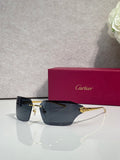 Cartier square sunglasses with dark lenses and gold-tone frame, front view
