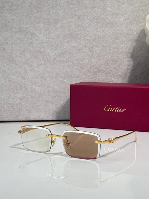 Cartier eyeglasses with gold frame and tinted brown lenses