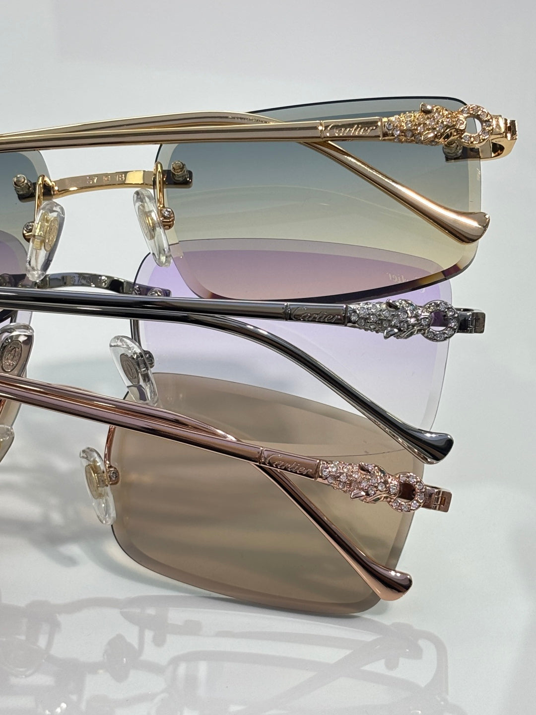Cartier glasses side view with mixed metal frames and jeweled temples