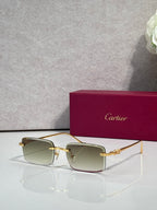 Cartier glasses with gold frame and light gray gradient lenses, square silhouette