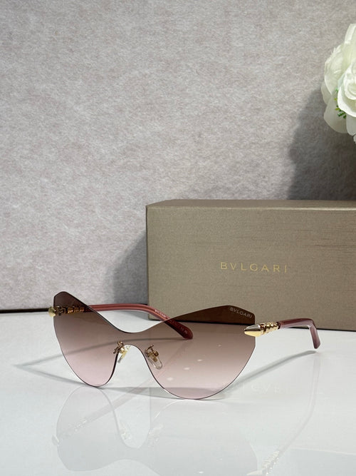 Bvlgari cat-eye sunglasses, pink-tinted lenses, gold-tone temples