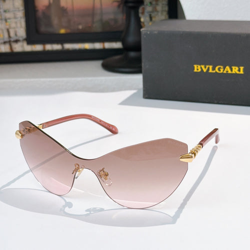 Bvlgari cat-eye sunglasses with pink gradient lenses and rose frame, gold accents