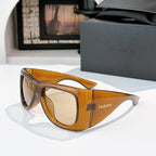 YSL sunglasses with cognac brown frame and tan lenses