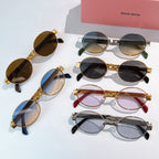 MiuMiu sunglasses set with mixed frames and tinted lenses on display