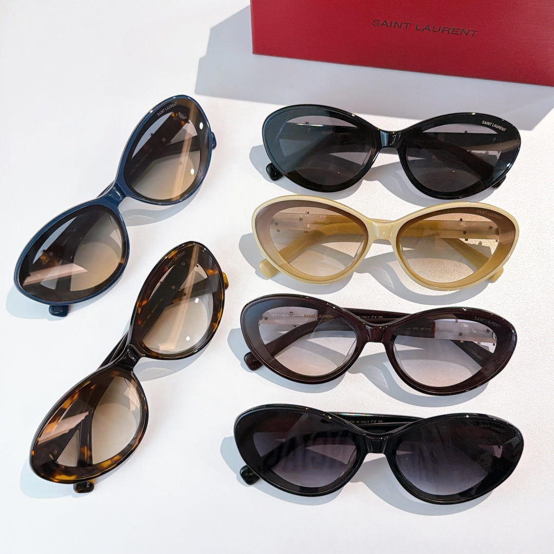 Sunglasses assortment with multiple frames and Saint Laurent logo bridges