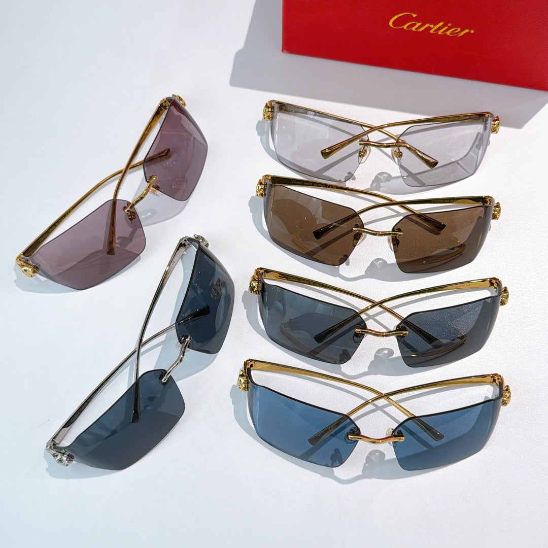 Cartier sunglasses assortment with tinted lenses and gold-tone frames, geometric temples