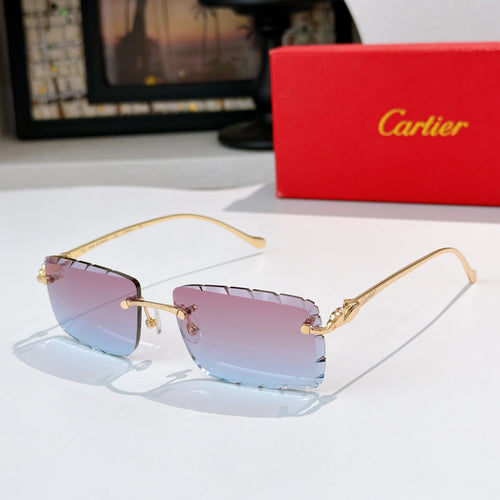 Gold-rimmed cat-eye sunglasses with pink gradient lenses