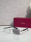 Cartier glasses with black frame, gold accents, clear lenses with gray tint