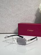 Cartier glasses with black frame, gold accents, clear lenses with gray tint