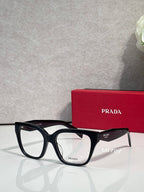 Prada black eyeglasses with full-rim rectangular frames