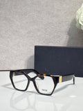 Dior eyeglasses, dark frame with tortoise temples, rectangular lenses