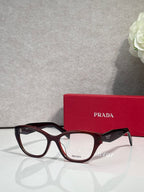 Black Prada eyeglasses with rectangular frames and clear lenses