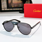 Black cat-eye sunglasses with dark gray gradient lenses