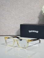 Gold round eyeglasses with clear lenses and slim metal arms