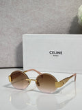 Celine sunglasses with round brown lenses and gold-tone frame, keyhole bridge and arms