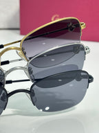 Cartier sunglasses with stacked oval frames and dark lenses, two-tone metal