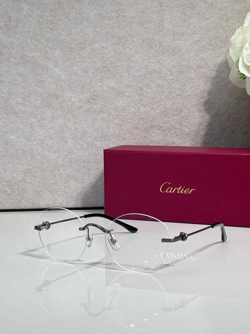 Black eyeglasses with clear lenses, slim metal bridge, rectangular round frame