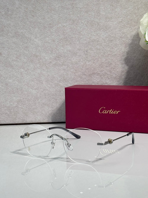 Black eyeglasses with clear lenses and metal accents, thin frame with round shape