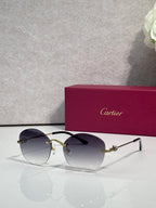 Cartier round sunglasses with gradient dark lenses and silver-tone metal frames