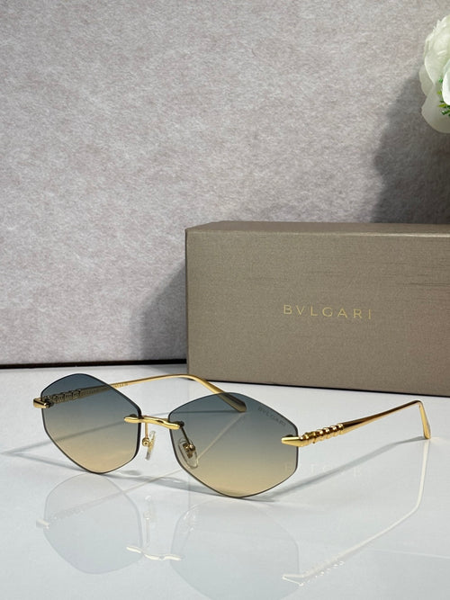 Bvlgari sunglasses with gold-tone frame and slate gray gradient lenses