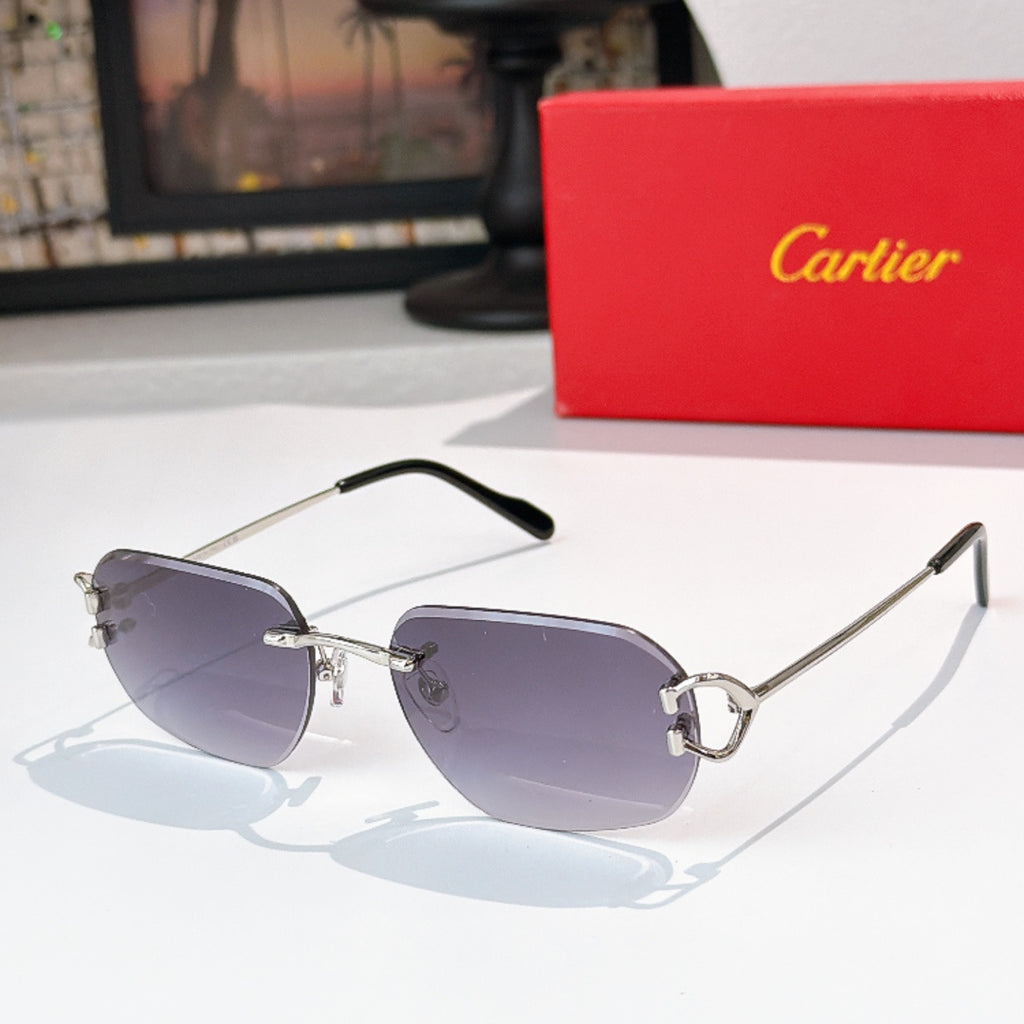 Aviator sunglasses with silver frame and purple tinted lenses