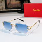 Aviator sunglasses with gold metal frame and sky blue tinted lenses