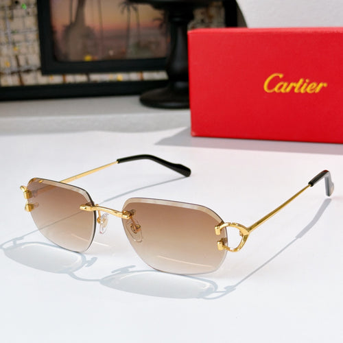 Aviator sunglasses with gold metal frame and brown tinted lenses