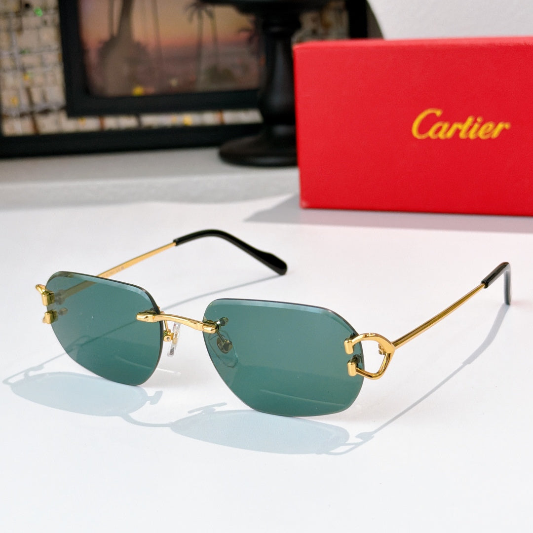 Aviator sunglasses with gold frame and teal tinted lenses