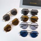 Bvlgari assortment of round sunglasses with mixed blue, brown, and black lenses