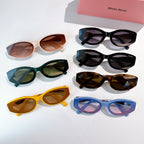 Sunglasses display set with multiple colored frames and tinted lenses