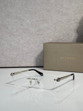 Bvlgari eyeglasses with clear lenses and gold frame, black temple tips