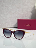 Cartier sunglasses with burgundy-accented frame and dark lenses