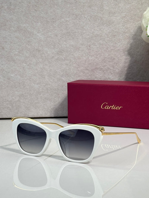 Cartier sunglasses with white frame and dark tinted lenses
