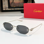 Cartier glasses, silver frame, dark gray oval lenses